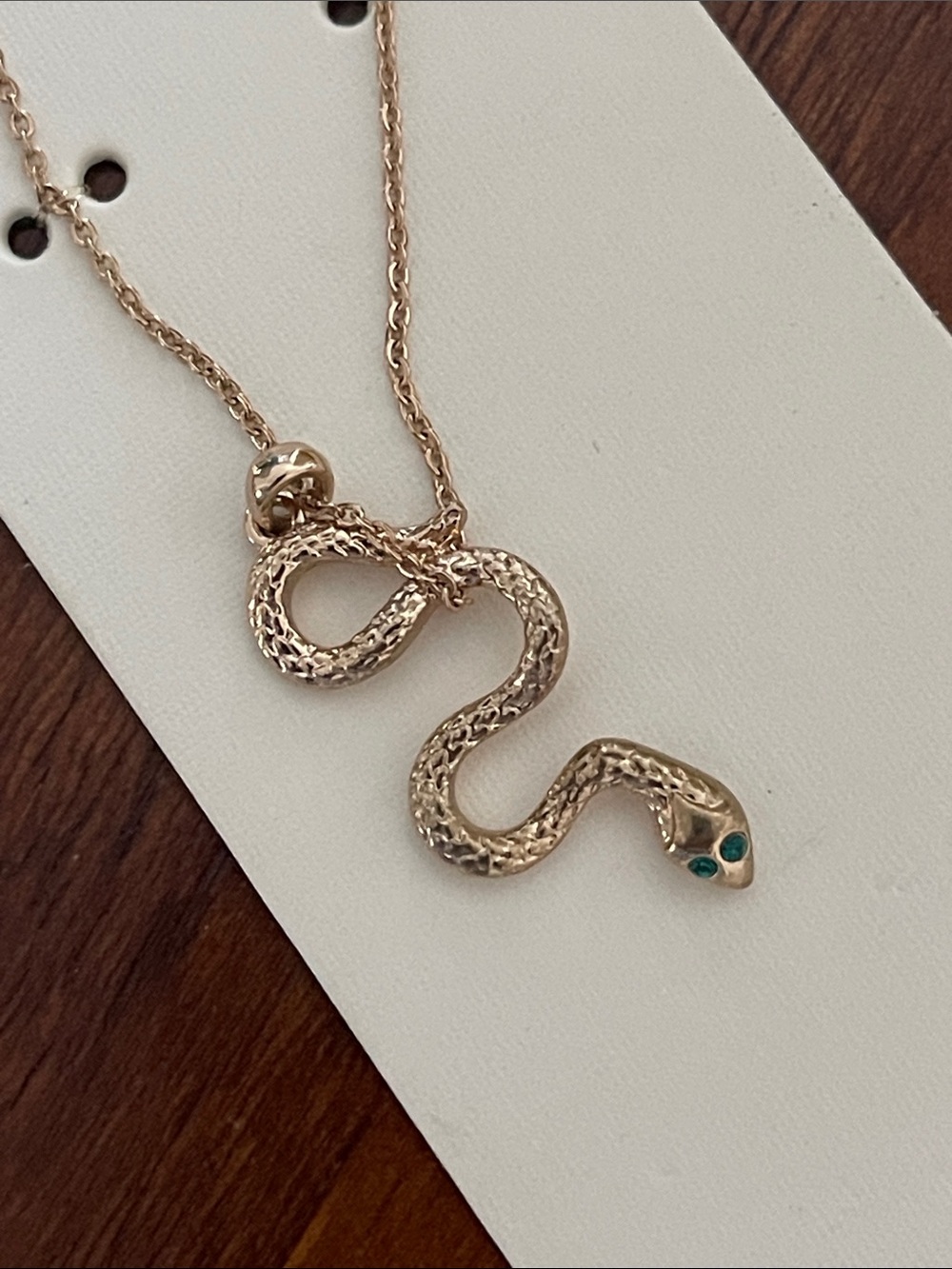 Gold Snake green eyes Pendant longer Necklace